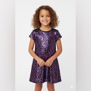 Three Hearts Multicolor Sequin Kids Dress